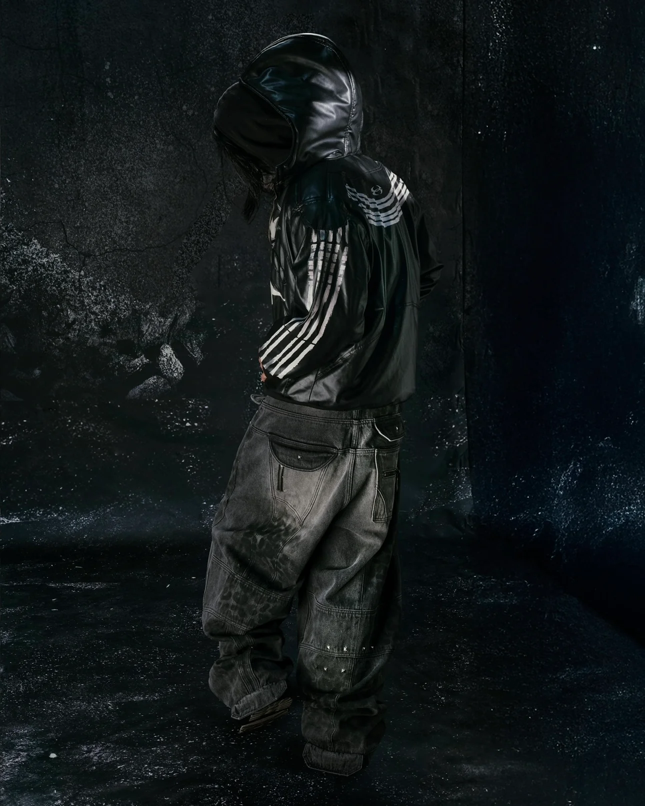 "BBY TECHBOI" 2 LAYER LEATHER SHELL HOODED JACKET - Image 8