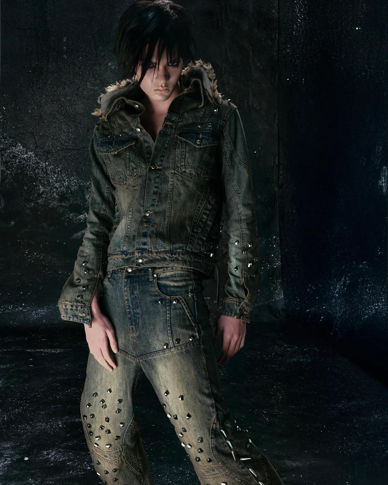 "MORE CHAOS" SPIKED JAPANESE DENIM SET - Image 12